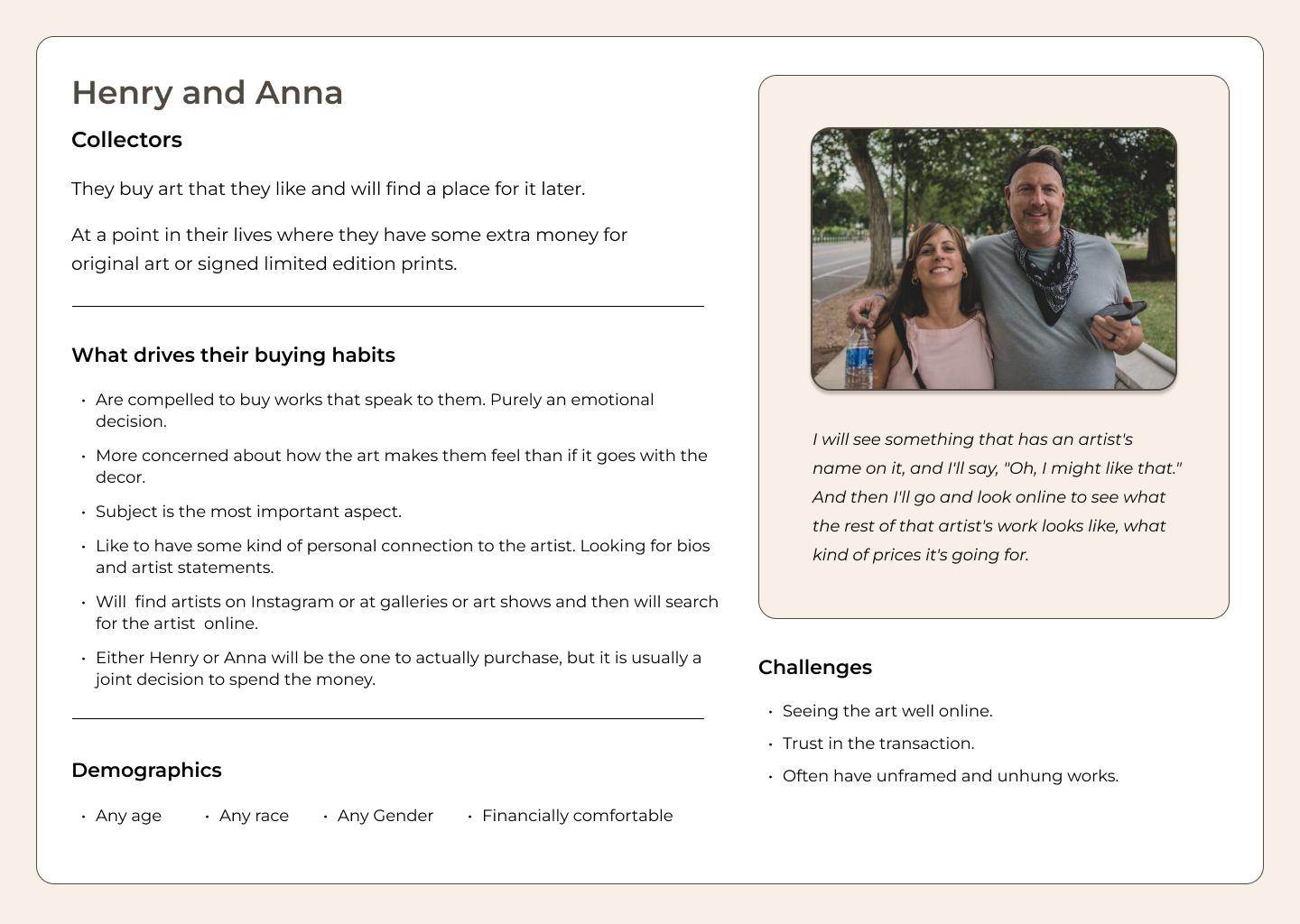 User Personas – Henry and Anna